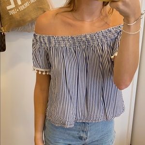 Off The Shoulder Stripped Blouse